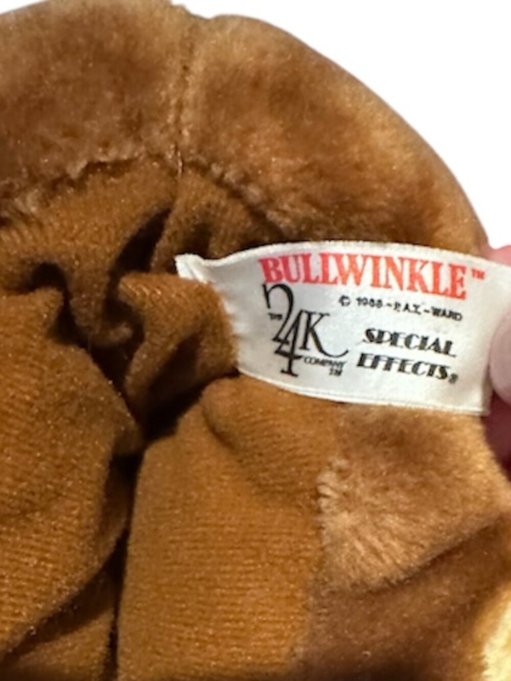 Vintage Bullwinkle Plush Slippers (NWT), Size Large, from the 24K Company (1985) - Picture 3 of 9